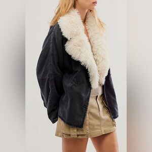 Free People Black and Cream Jacket